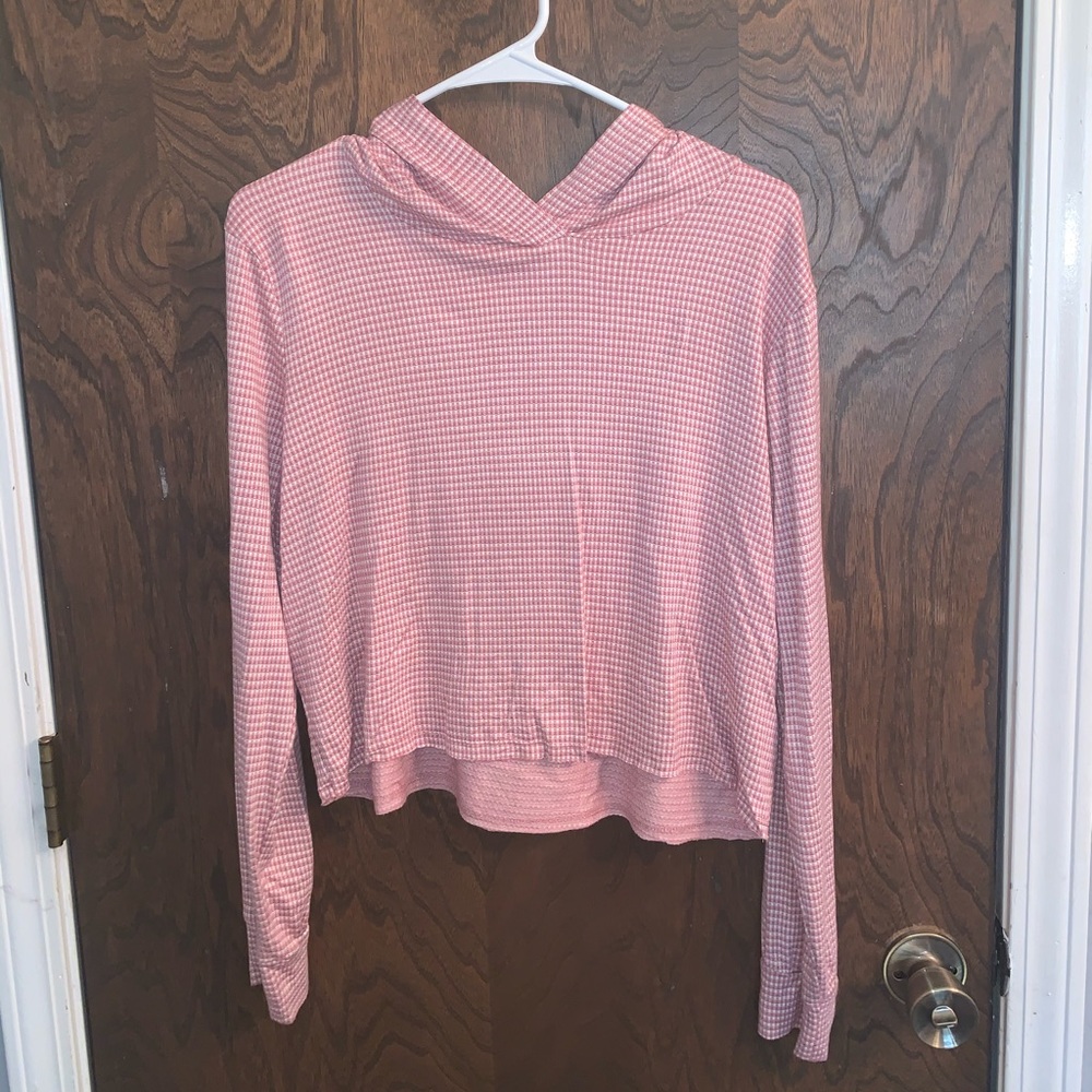 Cropped Gingham Hoodie